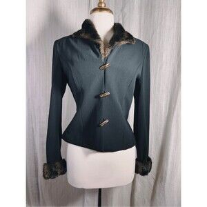 Danny & Nicole Jacket Size 6 Vintage 90's Faux Fur Elegant Mob Wife Old Money